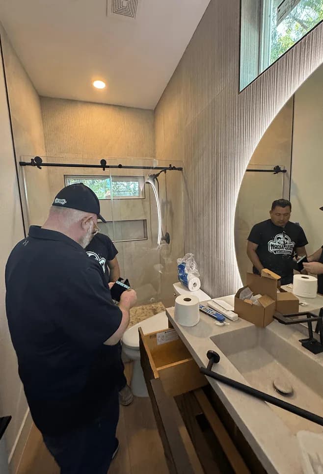 Big Horn Remodeling team at a bathroom remodel project