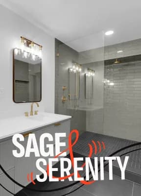 Bathroom remodel in Summerlin, Las Vegas — sage tile accents and frameless glass | Big Horn Remodeling